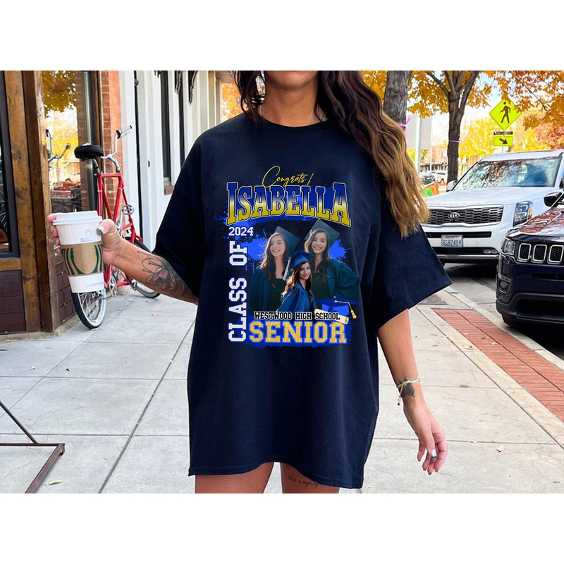 Congratulation Graduation Bootleg Shirt, Custom Photo Graduation Shirt, Custom Bootleg Tee, Class Of 2024 Shirt, Senior Shirt With Picture.jpg