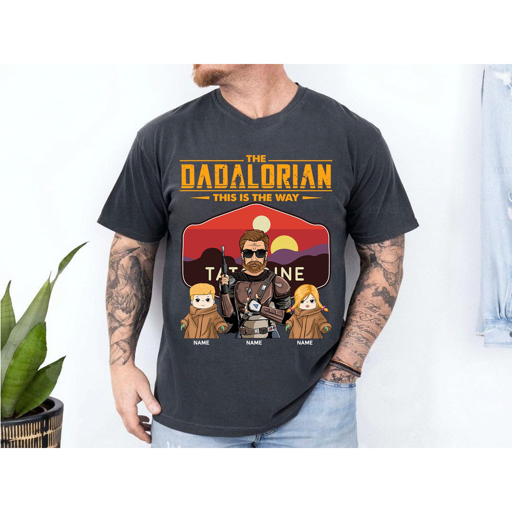 Custom Dad And Kids Shirt, The Dadalorian This Is The Way Shirt, Tatooine Sunset Shirt, Fathers Day Shirt, Birthday Gift, New Dad Shirt.jpg