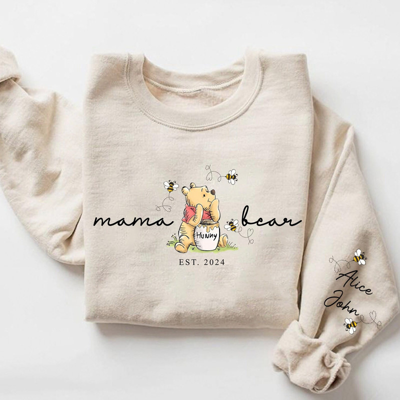 Custom Mama Bear Sweatshirt, Mama Est With Kid Name On Sleeve Sweatshirt, Personalized Mom Sweatshirt, Mothers Day Sweatshirt For New Mommy.jpg
