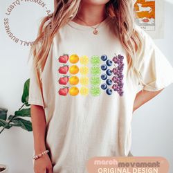 fruity shirt, fruity lesbian shirt, subtle pride comfort colors shirt, strawberry aesthetic, lesbian shirt, funny lesbia