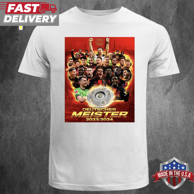 Celebration Bayer 04 Leverkusen Deutscher Meister 2023-2024 T-shirt Tee.png