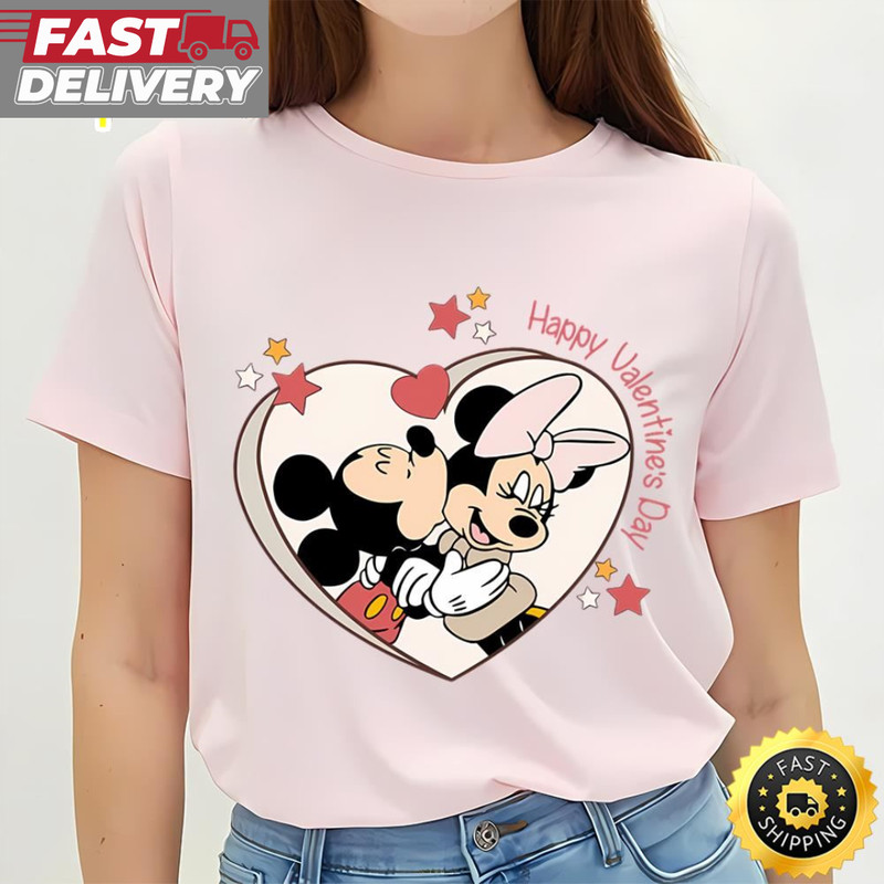 Disney Mickey Minnie Kissing Happy Valentines Day Shirt.jpg