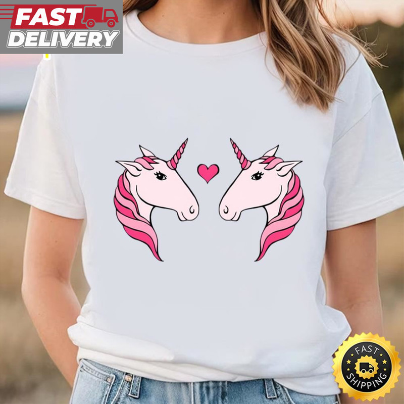 Pink Unicorn Couple Valentine T-Shirt.jpg