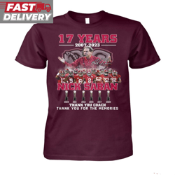 17 years 2007 2023 nick saban thank you coach thank you for the memories t-shirt