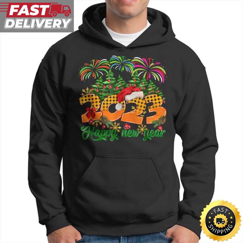 2023 Happy New Year Plaid New Years Eve Party Supplies Unisex Basic T-shirt.jpg