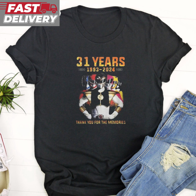 31 Years Power Rangers Thank You For The Memories T Shirt.jpg