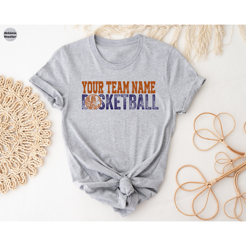 Custom Basketball Shirt With Basketball Team Name, Custom School Basketball Team T-Shirt, Custom Game Day Shirt, Personalized Basketball Tee.jpg