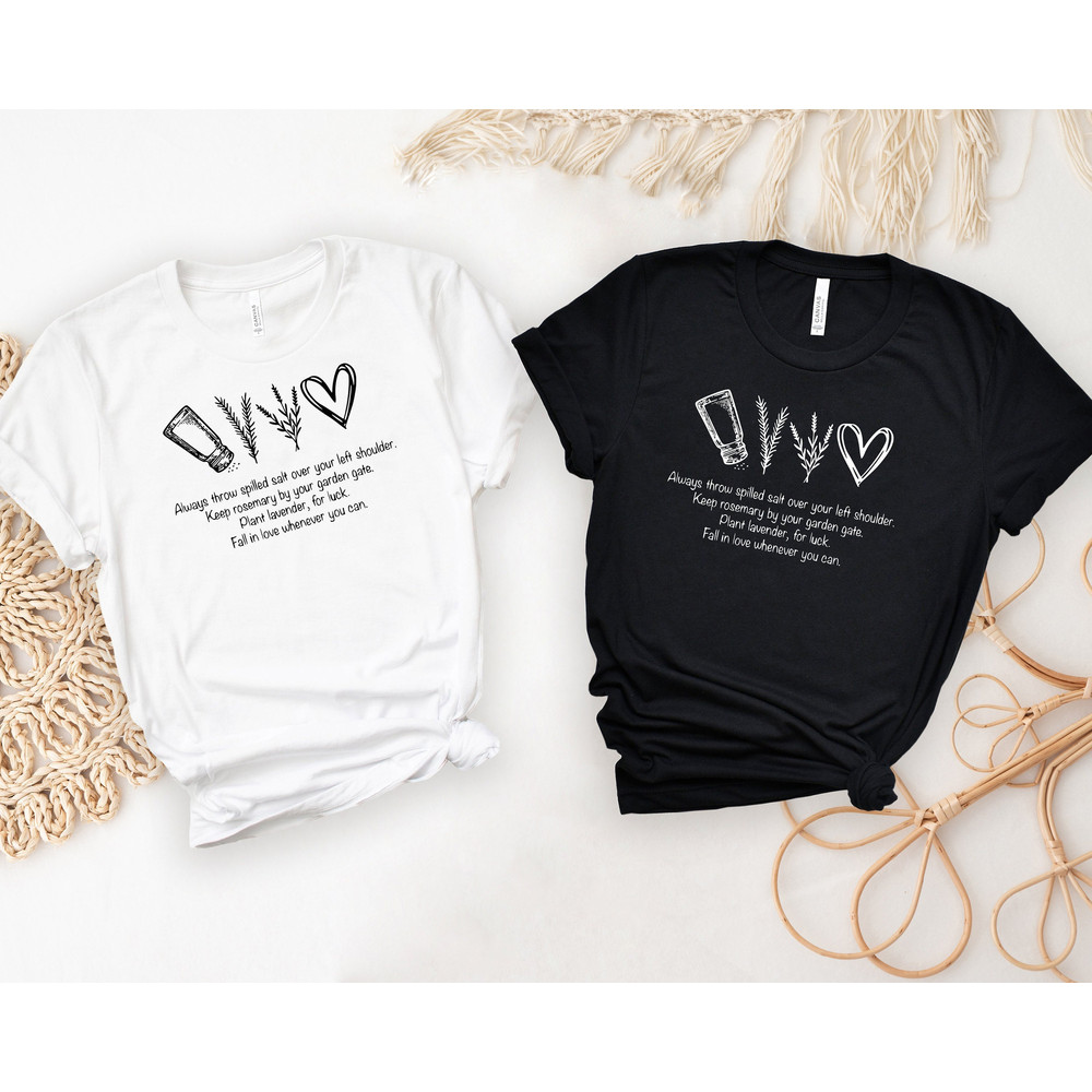 Practical Magic T-Shirt, Salt Rosemary Lavender Love Shirt, Inspirational Tshirt, Magic Spell Tees, Witch Wisdom Tops, Always Throw Salt Tee.jpg