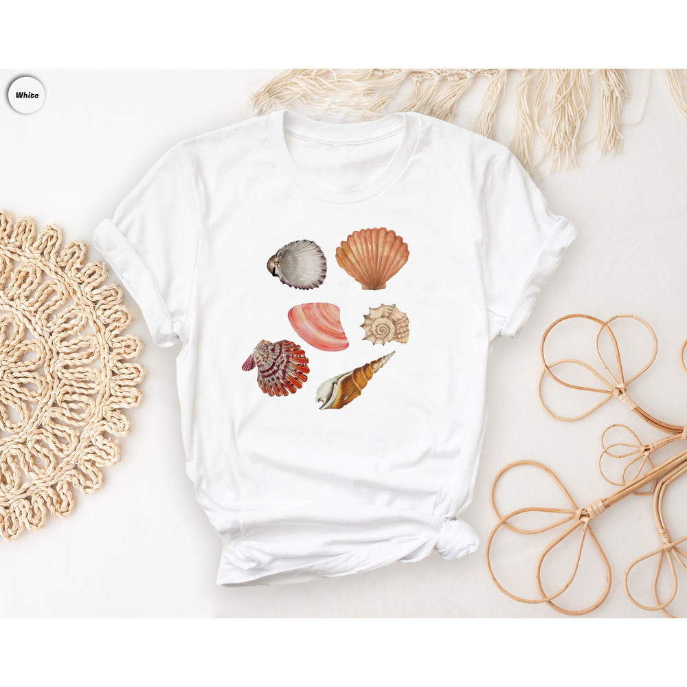 Seashell T-Shirt, Shell Baby Shirt, Sea Shell Tees, Vintage Baby Tshirt, Summer Crop Tops, Ocean Beach Lover Gift,Seaside Outfit,Coastal Tee.jpg