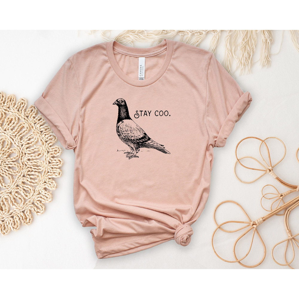 Stay Coo Shirt, Unisex Graphic T-Shirt, Funny Pidgeon Tees, Cute Bird Meme Saying Tshirt, Cool Bird Tops, Birthday Gift, Womens Clothing.jpg