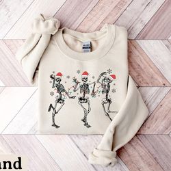 christmas dancing skeleton sweatshirt, skeleton christmas shirt