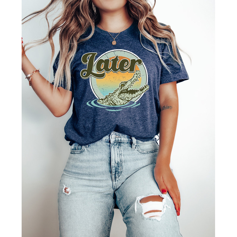 Retro Later Shirt, Gator Shirt for Women, Gift For Her, Cute Alligator Shirt, Animal Lover Tee, Retro Sunset Tshirt, Sunset Graphic Tees.jpg