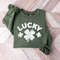 Retro Lucky Sweatshirt, St Patricks Day Sweater, Irish Crewneck Sweatshirt, Four Leaf Clover, St Pattys Day Outfit, Saint Patricks Day Shirt.jpg