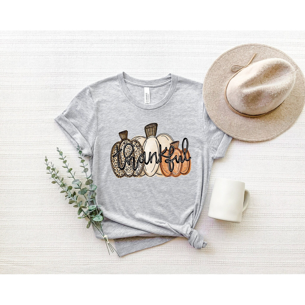 Thankful Shirt, Thankful Pumpkin Tee, Thanksgiving Shirt Family, Thankful Mama Tshirt, Leopard Pumpkin Shirt, Fall Shirt, Fall Vibes Shirt.jpg