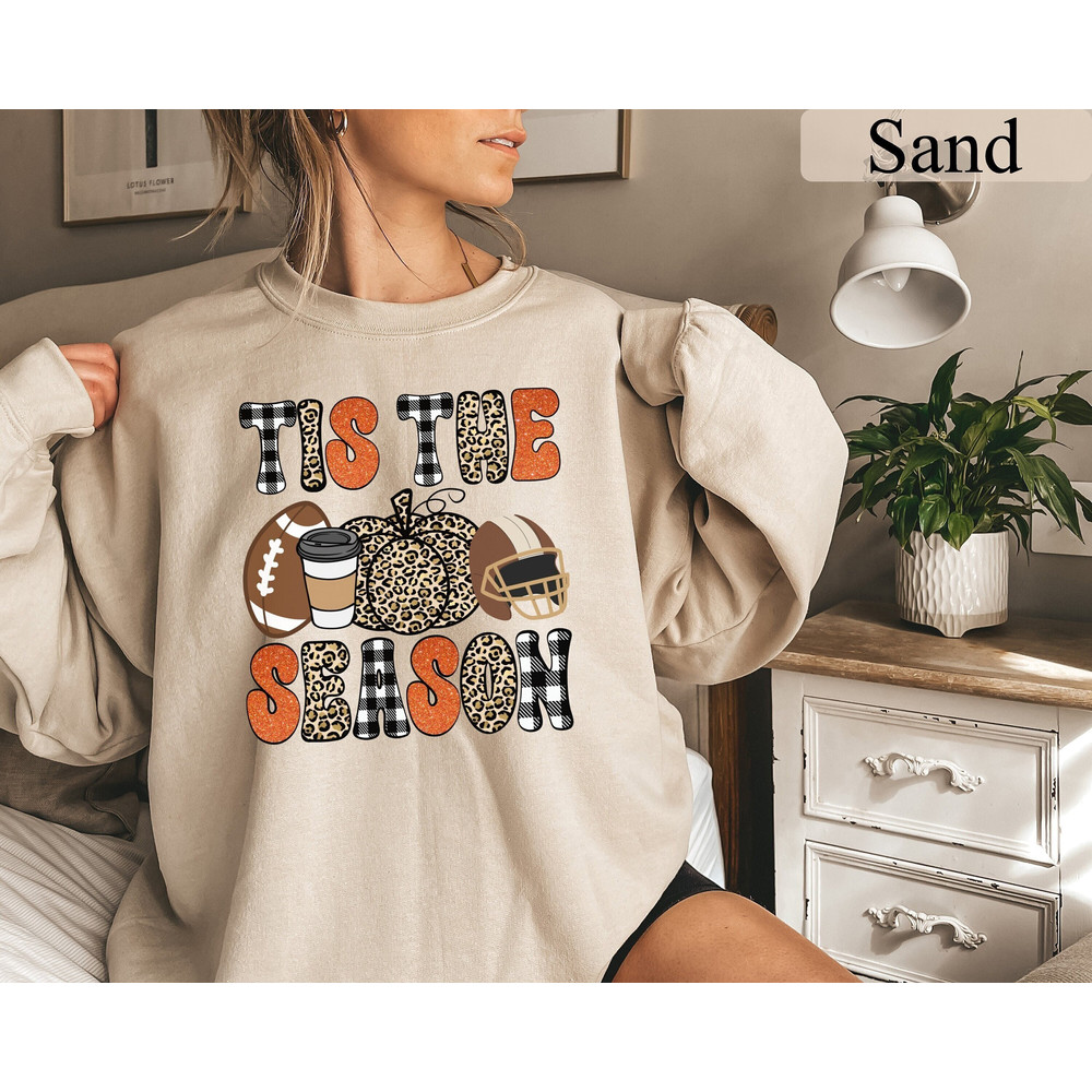 Tis The Season Football Sweatshirt, Leopard Fall Sweatshirt, Football Shirt, Halloween Sweatshirt, Women Fall Sweater, Thanksgiving Shirts.jpg