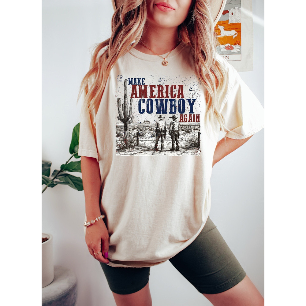 Western 4th of July Shirt, Make America Cowboy Again Shirt, Country Shirts, Cowgirl T shirt, Womens Fourth of July, Independence Day Gifts.jpg