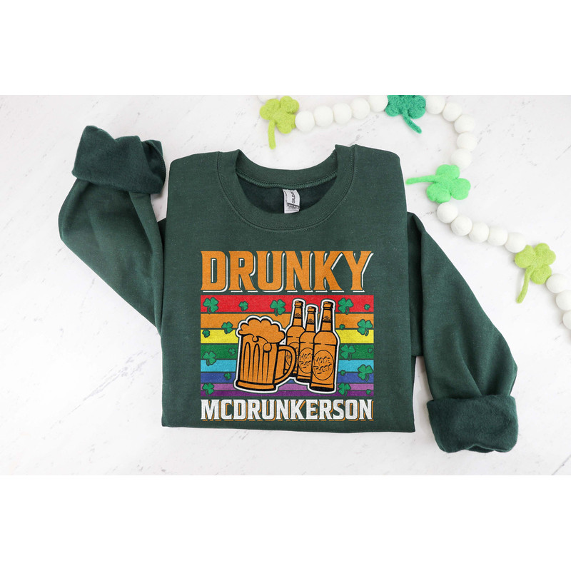 Funny St Patrick's Sweatshirt, Drunky Mcdrunkerson Retro Graphic Shirt, Funny Beer Shirt, Cool Mens Irish Day Drinking Shirt, St Paddys Gift.jpg