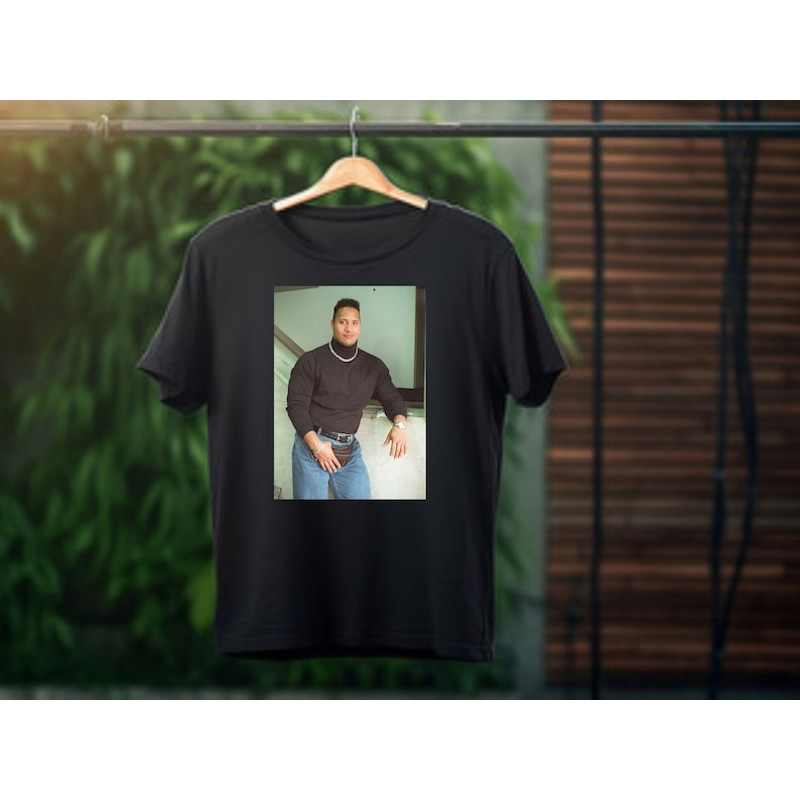 The Rock Unisex Mens's Cotton Crew Tee - Turtleneck and Chain Vintage 90s Tshirt Streetwear Best Seller2.jpg