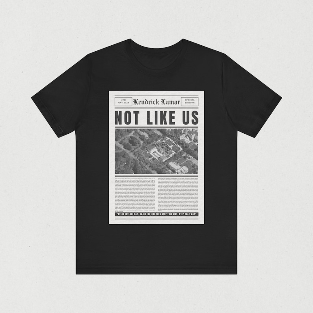 Kendrick Lamar They Not Like Us T Shirt, Vintage Newspaper Lyric, KDot, Kendrick Lamar Shirt, Euphoria, Hip Hop Merch, Vintage Rap Tee2.jpg