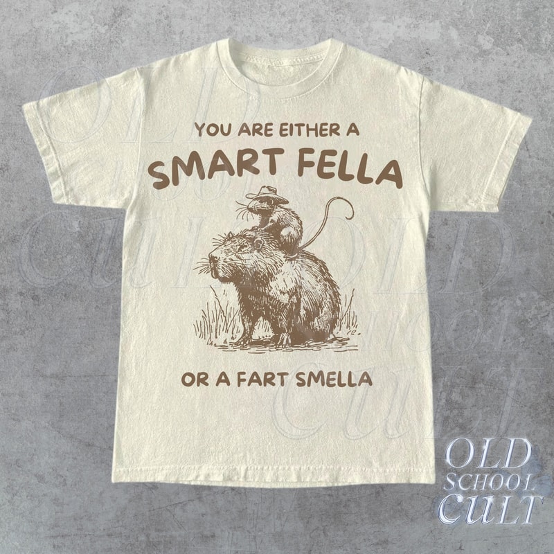 Are You A Smart Fella Or Fart Smella Vintage Shirt, Rat Riding Cabybara Retro T Shirt, Capybara 90s T Shirt, Meme T Shirt, Cabybara Shirt.jpg