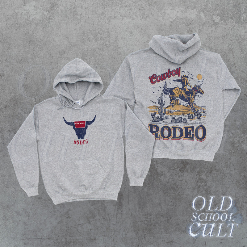 Cowboy 90s Vintage Hoodie, Western Sweatshirt, Retro Country Hoodie, Cowboy Bull Sweater, Cool Gift For Him, Grey Soft Oversize Hoodie.jpg