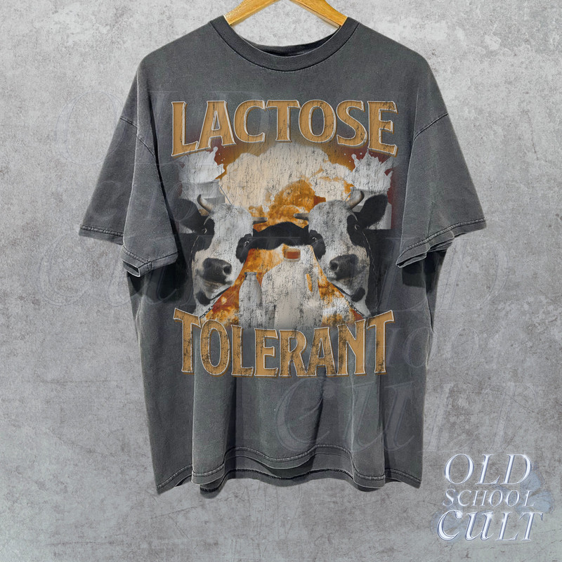 Lactose Tolerant Vintage Graphic T-Shirt, Retro Milk 90s Funny Shirt, Funny Shirts For Friends, Y2k Unisex Baggy Shirt, 2000s Shirt Gift.jpg
