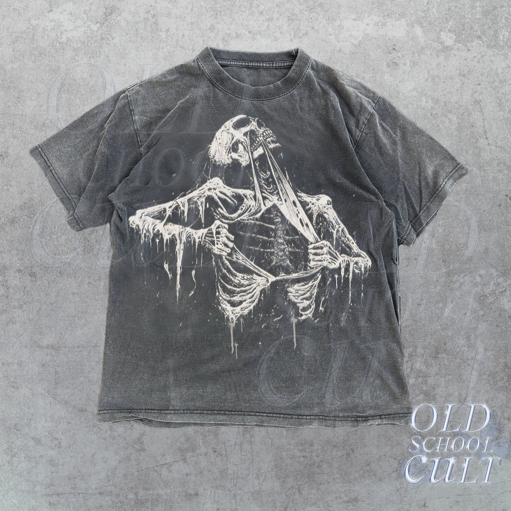 Skeleton Ripping Rib Cage Vintage 90s Graphic T-Shirt, Rib Cage Shirt, Retro Skeleton Tee, 90s Skull Shirt, Y2k Skull Tee, Washed Shirt.jpg