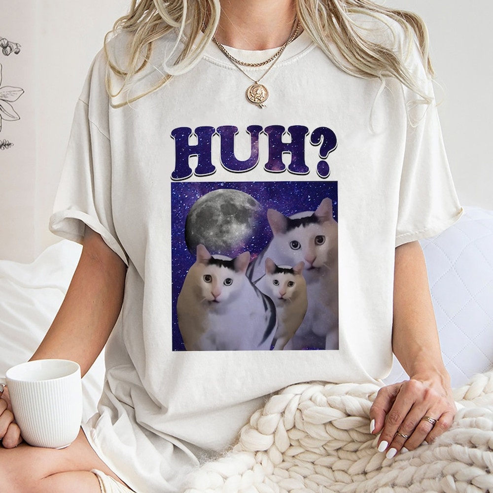 Huh Meme Cat Shirt , Trending Unisex Tee Shirt, Unique Shirt Gift, Huh Meme Cat Sweatshirt Hoodie, Funny Cat Meme Tee, Silly Cat Shirt1.jpg
