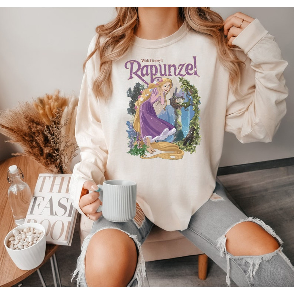 Retro Rapunzel Tangled Comfort Colors Shirt, Floral Rapunzel Shirt, WDW Disney Princess Shirt1.jpg