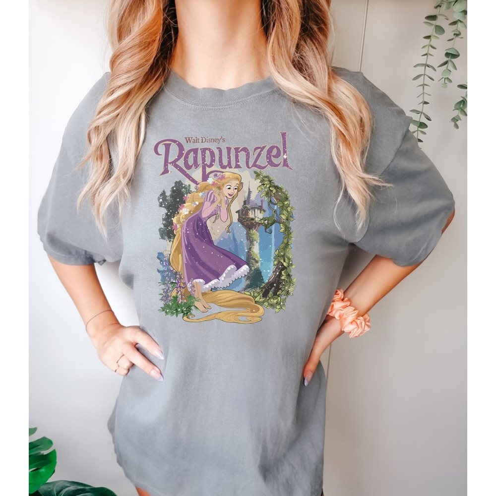 Retro Rapunzel Tangled Comfort Colors Shirt, Floral Rapunzel Shirt, WDW Disney Princess Shirt2.jpg