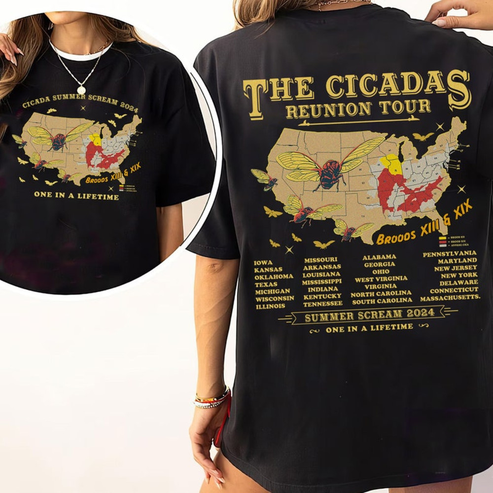 Cicadas Summer Scream Reunion Tour 2024 Shirt, The Cicada Concert Tour Tee, Insect Cicada Broods XIII & XIX, One In a Lifetime, Entomologist2.jpg