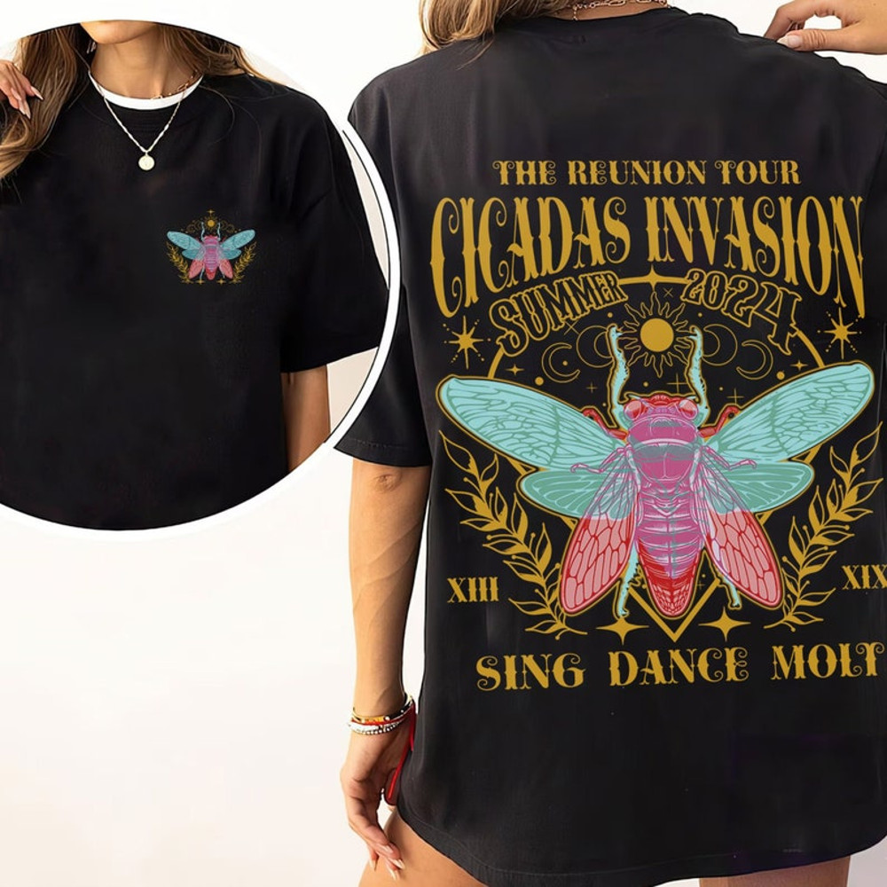 The Reunion Tour Cicadas Invasion 2 Side Shirt, Funny entomologist gift, Cicadas Summer Scream 2024, Once In A Lifetime,Biology Teacher Gift1.jpg