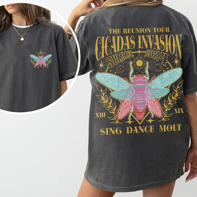 The Reunion Tour Cicadas Invasion 2 Side Shirt, Funny entomologist gift, Cicadas Summer Scream 2024, Once In A Lifetime,Biology Teacher Gift2.jpg