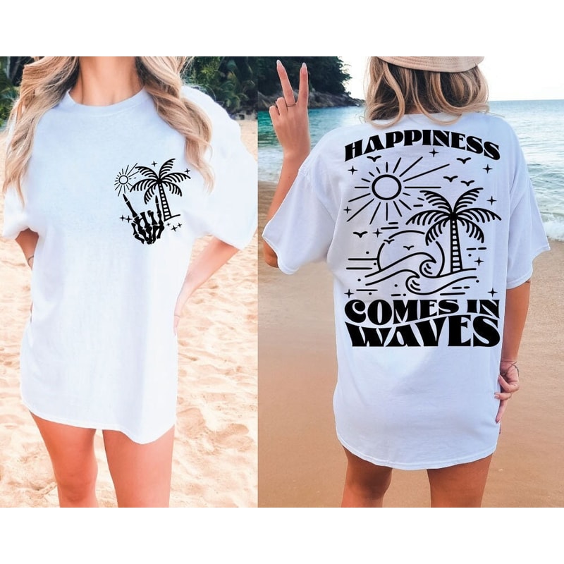 Happiness Comes in Waves SVG, Summer Shirt Svg, Positive Svg, Waves Svg, Beach Svg, Summer Vacay Vibe svg, Png.jpg