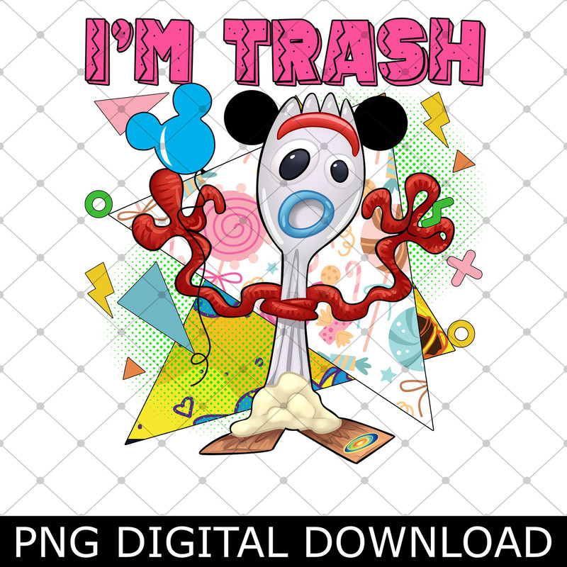 Retro Forky I Am Trash Png, Forky T0y Story Png, Forky Fan Lover Png.jpg