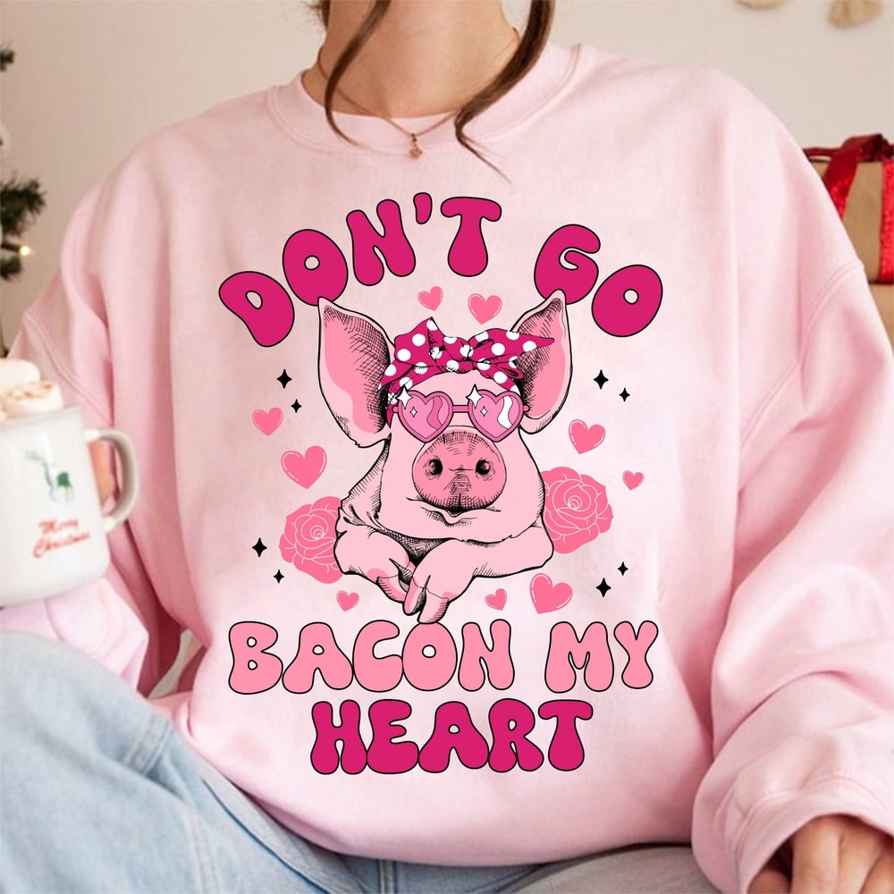 Don't Go Bacon My Heart png, Retro Valentine png, Pig Valentine png, Funny Valentine png, Vday png, Bacon png, Valentine sublimation designs.jpg
