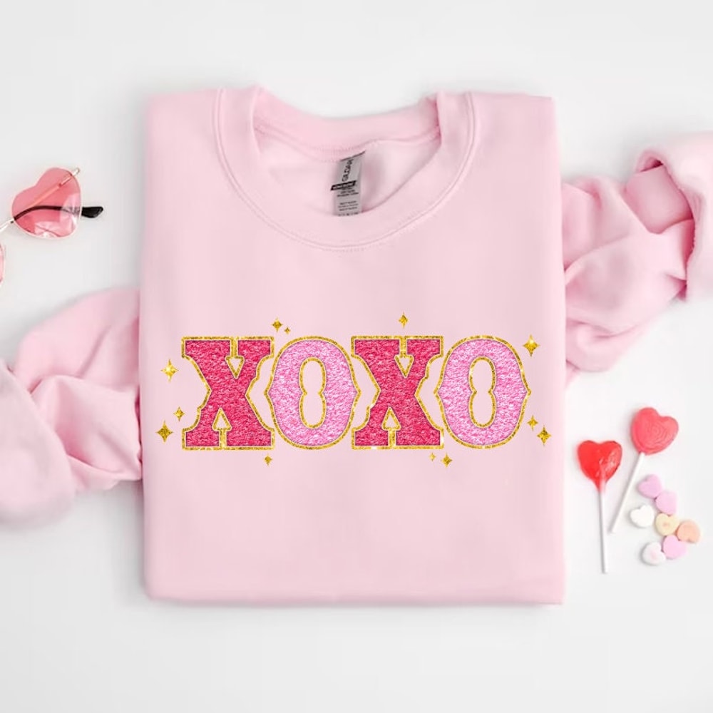 Glitter XOXO Valentine's Day Png Sublimation, Chenille Patch Png, Valentines Png, Valentines Shirt Png, Xoxo Valentine Design Download.jpg