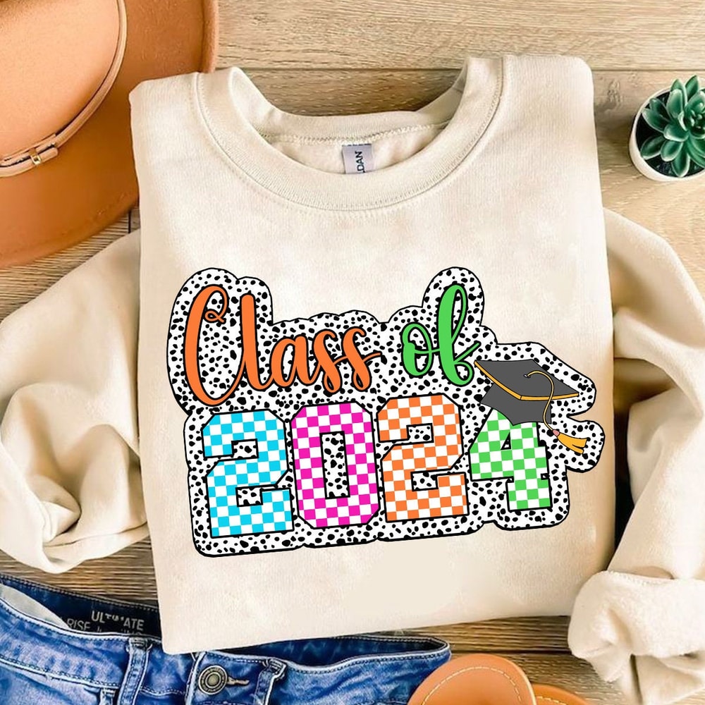 Graduation Senior Dalmatian Dots Sublimation PNG, Class of 2024 Checkered Png, Senior 2024 PNG, Graduation Png, Senior Dalmatian.jpg