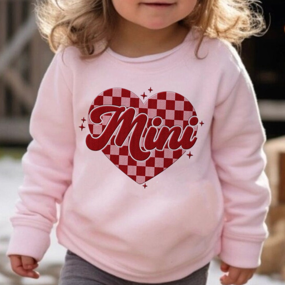 Retro Valentine Mini Checkered Heart Embroidery Png, Mini Valentine Png, Mama Mini Valentine png, Valentine Day Png, Matching Valentine.jpg