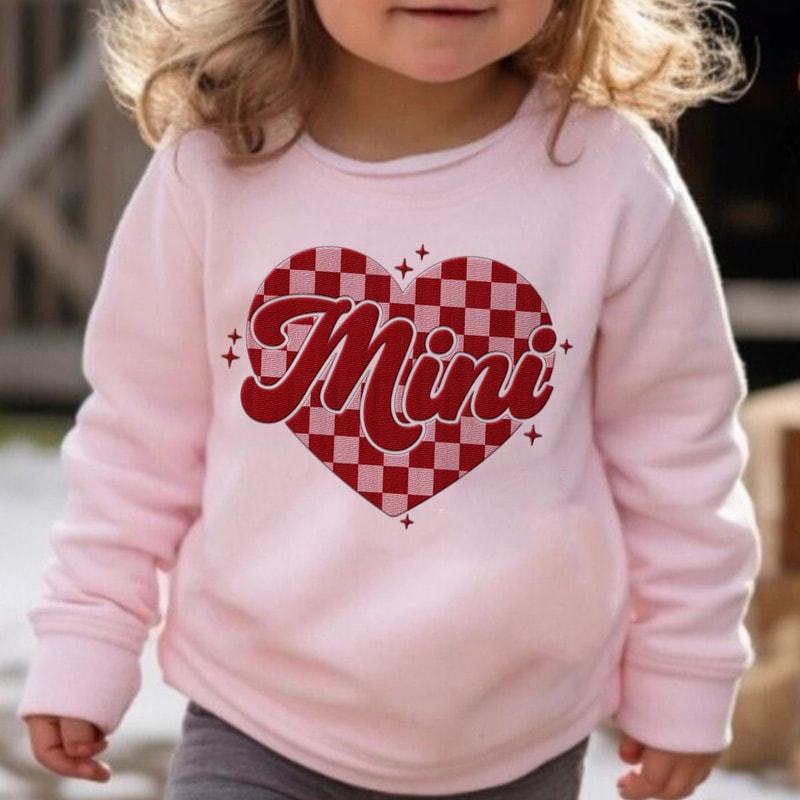 Retro Valentine Mini Checkered Heart Embroidery Png, Mini Valentine Png, Mama Mini Valentine png, Valentine Day Png, Matching Valentine.jpg