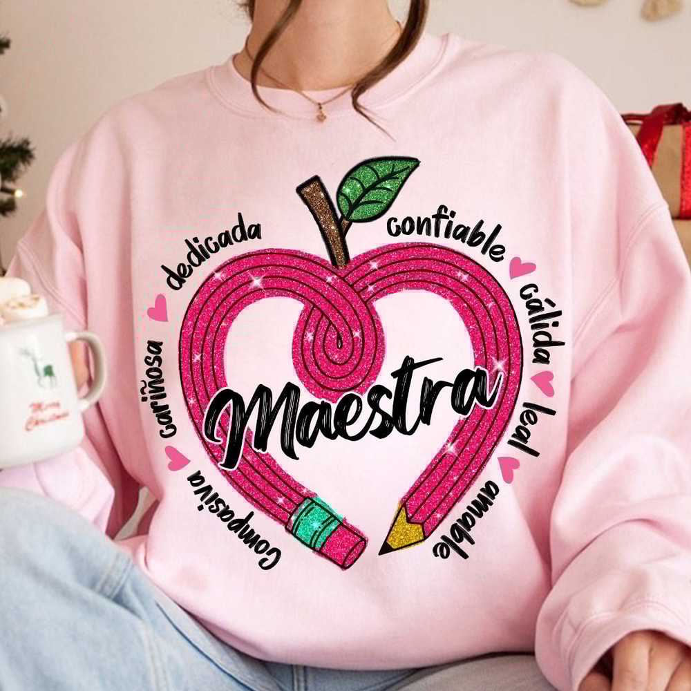 Spanish Teacher Heart Pencil Png, Teacher Valentine Day Png, Maestra Valentine Png, Retro Valentine, Faux Sequins Valentine Sparkly Png.jpg