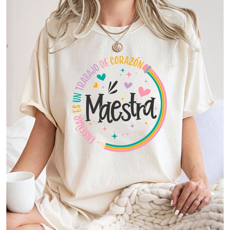 Spanish Teacher Rainbow Pencil Png, Teach Love Inspire Png, Teacher Appreciation Png, Faux Sequins Teacher Sparkly Png, Maestra shirt 2.jpg