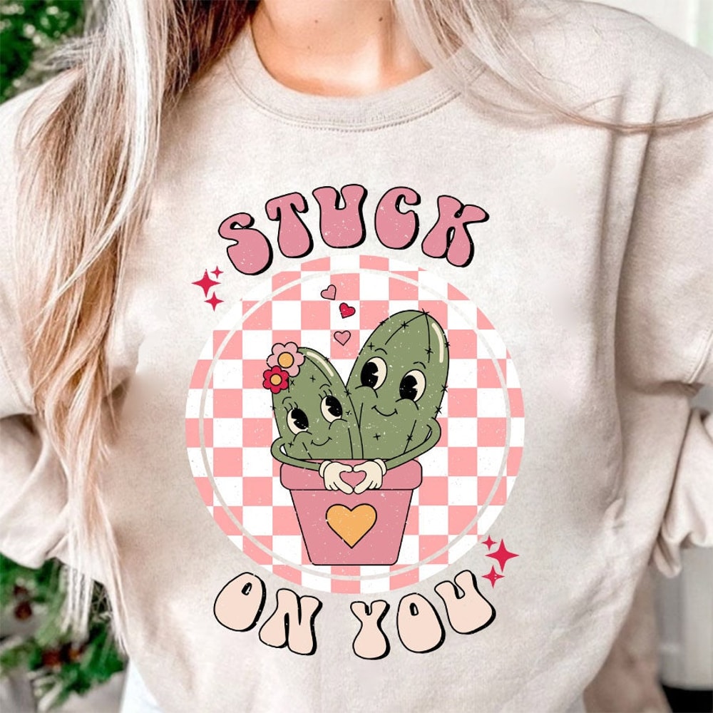 Stuck on you cactus png sublimation designs download, Valentine's Day png, cactus png, Couple Valentines png, sublimate designs download.jpg