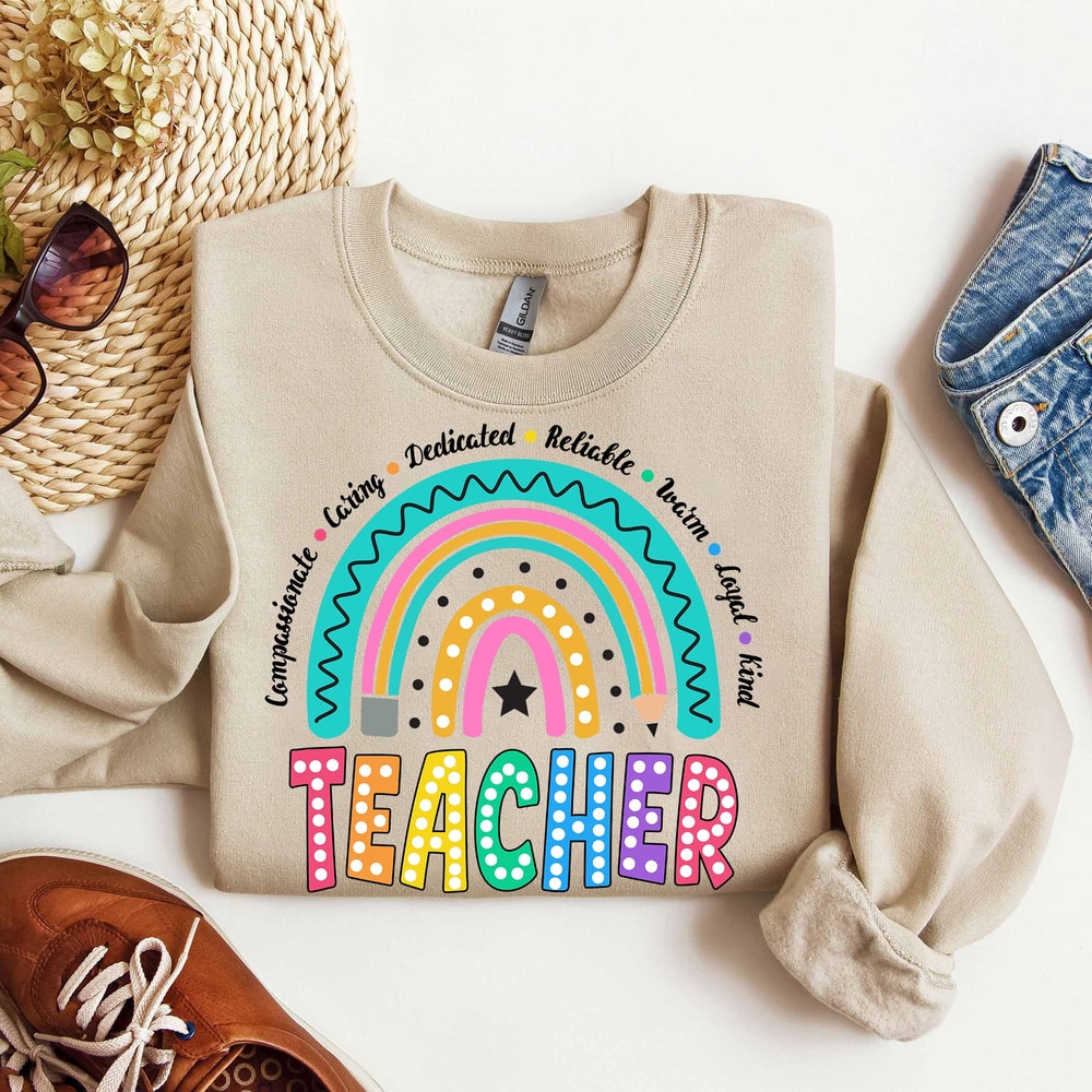 Teacher Rainbow Pencil Png, Teach Love Inspire Png, Teacher Appreciation Png, Faux Sequins Teacher Sparkly Png, Teacher shirt 1.jpg