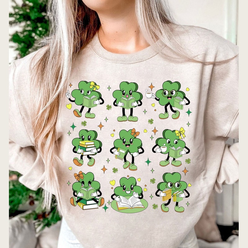 Teacher St Patrick Day Png, Teacher Reading Png, Lucky Teacher Png, Shamrock Png, Saint Patricks Day Book Lovers Librarian Png, Patrick Day.jpg