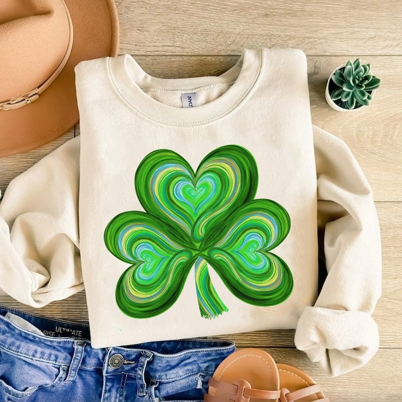 Watercolor Shamrock Png, Lucky St Patrick's Day Png, St Patricks Day, Clover Png, Lucky Shamrock Retro Groovy, Irish day Watercolor Png.jpg