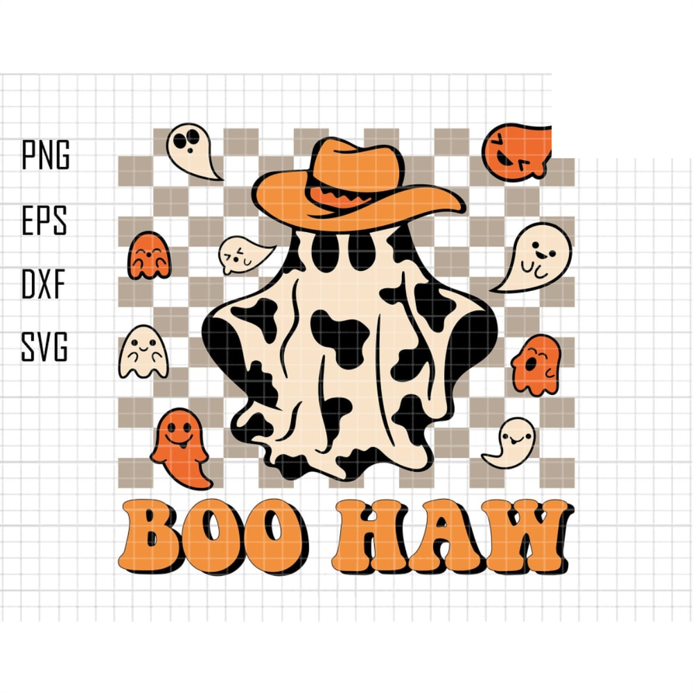 Boo Haw Svg, Retro Halloween Svg, Western Halloween Svg, Western Svg, Howdy Ghouls Svg, Cute Ghost Svg, Funny Cowboy Ghost, Halloween Quotes.jpg