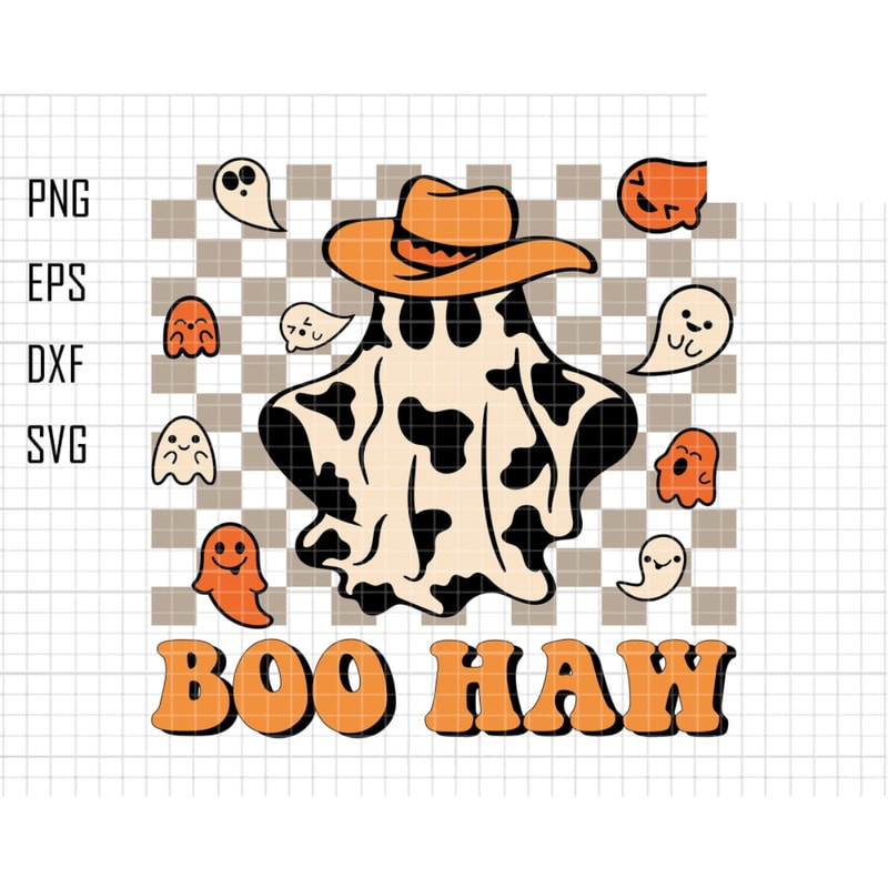 Boo Haw Svg, Retro Halloween Svg, Western Halloween Svg, Western Svg, Howdy Ghouls Svg, Cute Ghost Svg, Funny Cowboy Ghost, Halloween Quotes.jpg