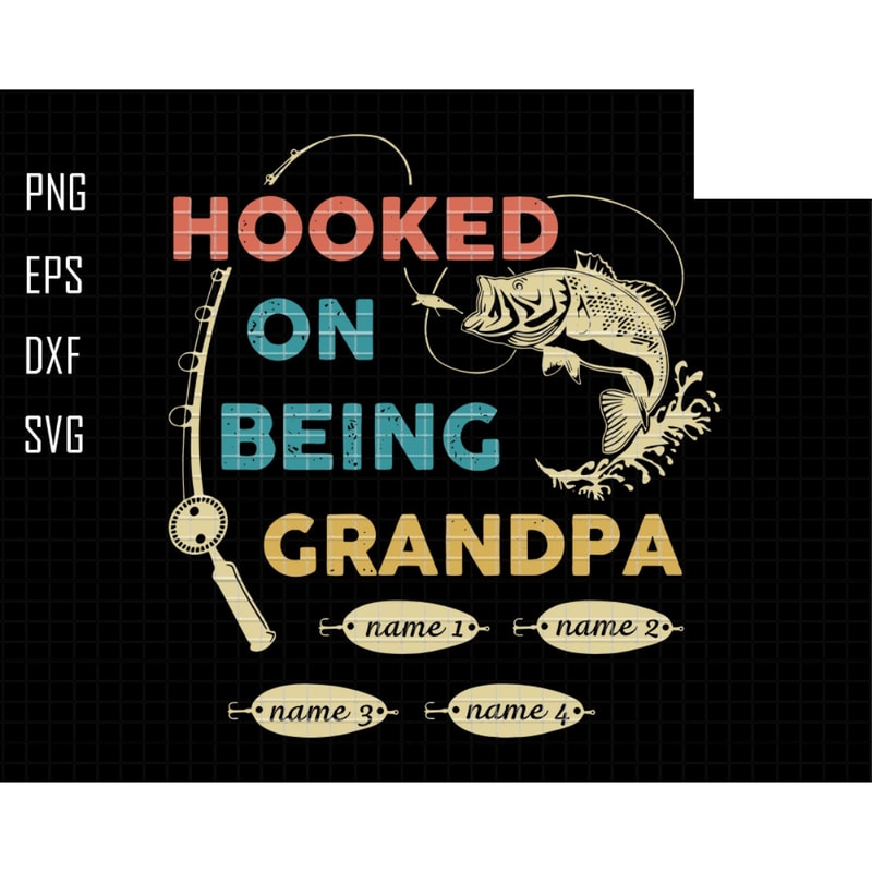 Custom Grandpa Svg, Hooked On Being Grandpa Svg, Grandpa Custom Name Svg, Add Your Kid Name Svg, Gift For Grandpa Svg, Reel Cool Papa Svg.jpg