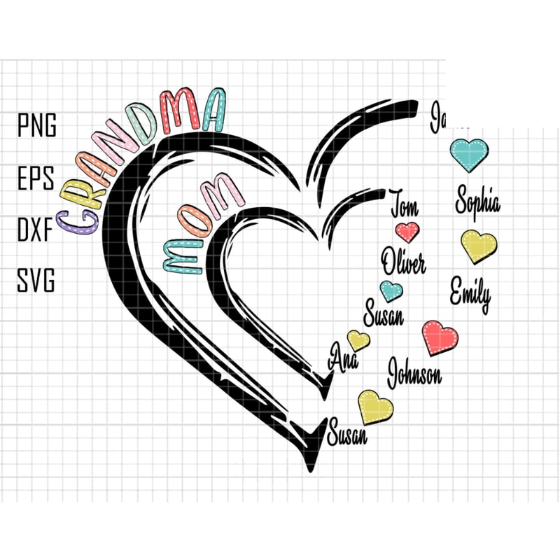 Custom Heart Grandkid Name Svg, Custom Mama's Kid Svg, Personalized Mama Svg, Grandma Shirt Svg, Gift For Mom Svg, Gift For Grandma Svg.jpg